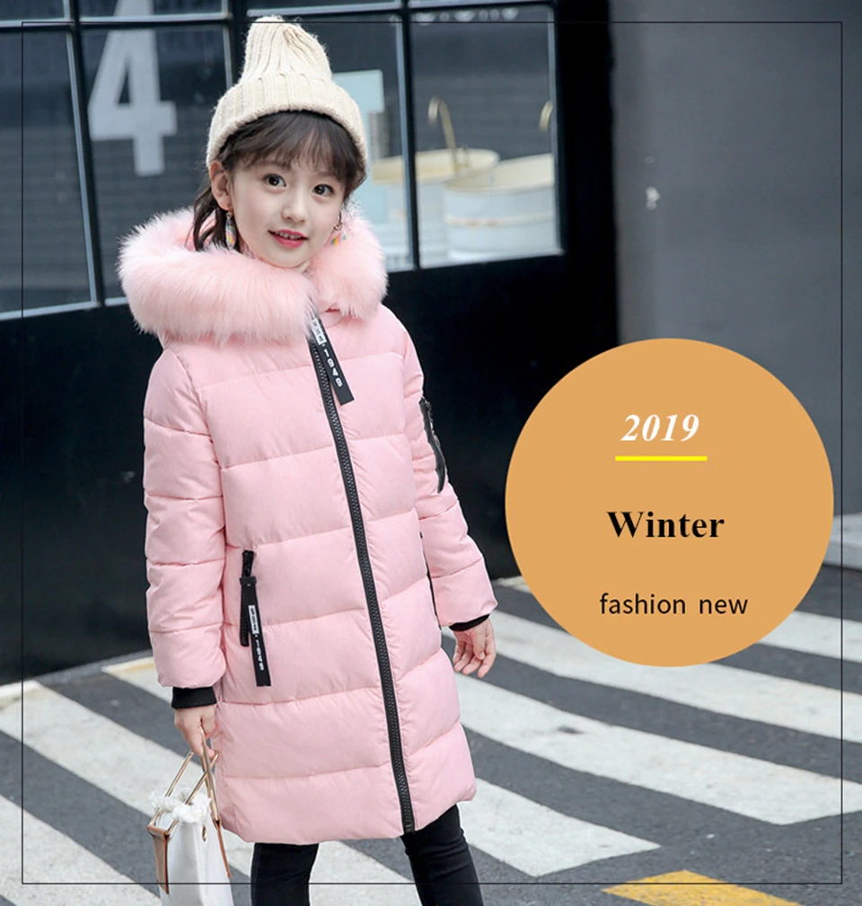Зимние куртки для девочек; коллекция года; Модное теплое плотное зимнее пальто для девочек; Детская меховая парка высокого качества; пальто; детская одежда для малышей