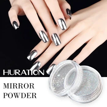 

HutationSuper Shine Sequins Nail Glitters Mirror Titanium Powder Rose Gold Silver Metallic Nail Art Chrome Decoration Manicure
