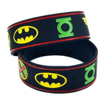 

Free Shipping 20 pcs batman wonder women flash Wristband Silicone Promotion Gift Filled In Color Bracelet HH-9