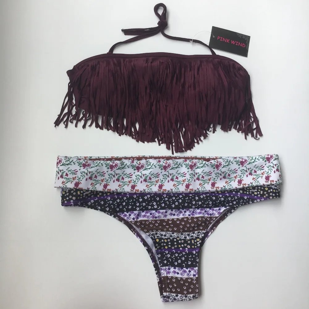 maroon bandeau bikini