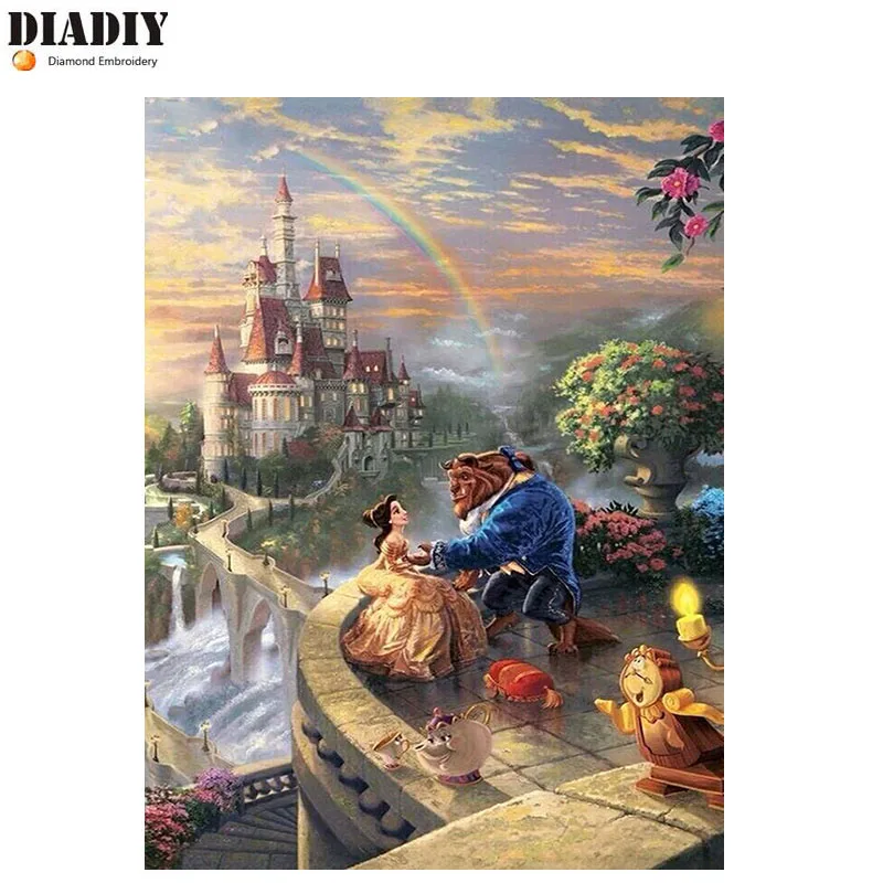 DIADIY Full Square drill 5D DIY Diamond embroidery Beauty and Castle Painting Cross Stitch Rhinestone Mosaic decoration | Дом и сад