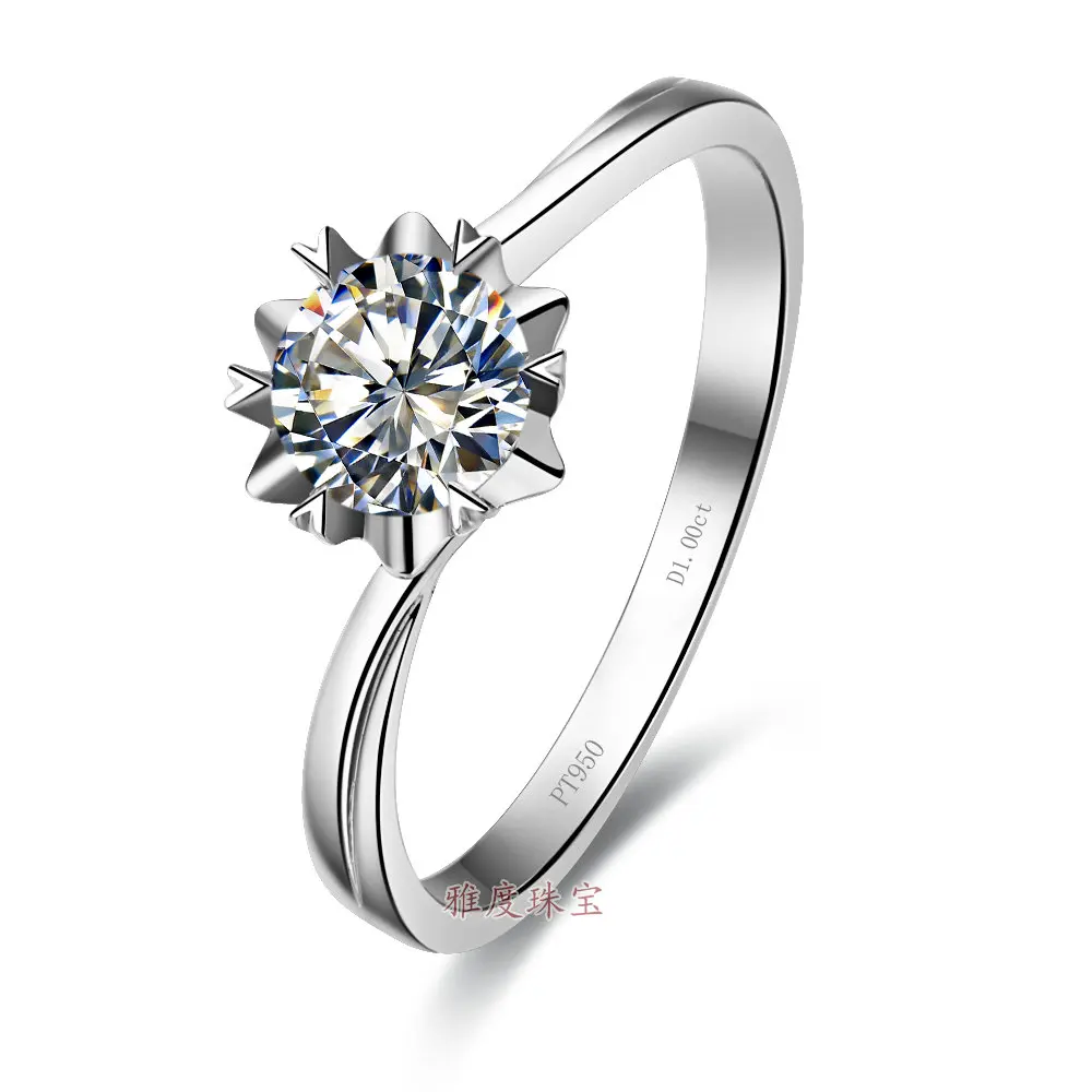 Снежинка 1Ct 6 5 мм Тест положительное Moissanite кольцо тест положительная гарантия