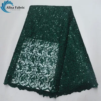 

Lovely Green African Dry Lace Fabric High Quality French Sequins Lace Fabric 5Yards Embroidery Nigerian Guipure Laces For Sewing