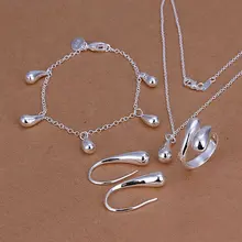 Factory price High quality jewelry 925 stamped silver plated drop jewelry sets necklace bracelet bangle earring ring SMTS223
