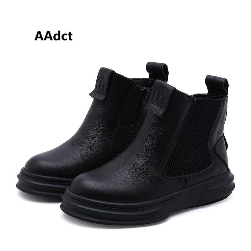 

AAdct Cotton warm short boots for girls New fashion short children boots 2018 Winter leather kids boots