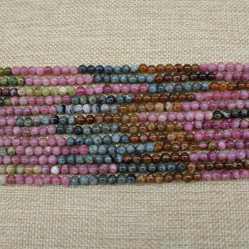 High Quality Striking Natural Colorful Tourmaline Beads Handmade Bracelet Stone Beads Tourmaline Beads 4MM 5MM 6MM For Jewelry