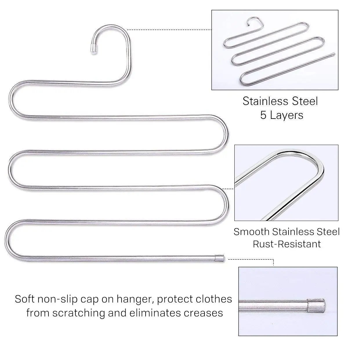 4 шт Мульти Брюки Вешалка брюки Нержавеющая сталь s-образный степлер 5 слоев одежды Вешалки для ремней, позволяющие сохранить пространство для хранения шкаф для хранения ювелирных Органы