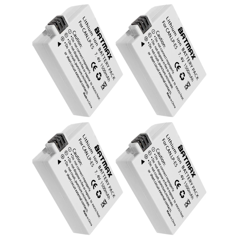 4x High Capacity 1500mAh LP E5 LPE5 LP E5 Battery for Canon EOS Rebel