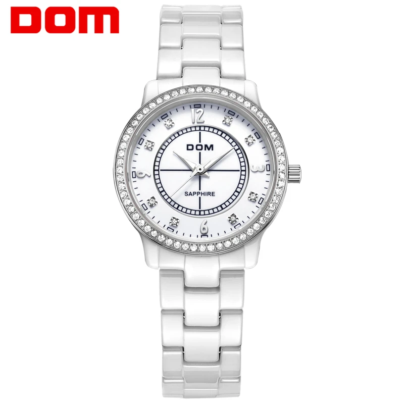 DOM 2016 Women Ceramic Waterproof Watches Montre Luxury Fashion Watch Quartz Women Fashion Casual Stainless Steel