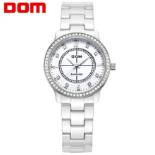 DOM 2016 Women Ceramic Waterproof Watches Montre Luxury Fashion Watch Quartz Women Fashion Casual Stainless Steel