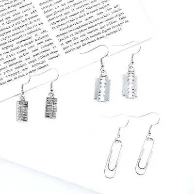 

New design Metal The blade drop earrings for men women punk rock a razor blade Abacus earrings fashion jewelry Accesories