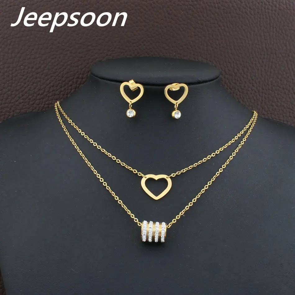 

Gold color New Styles Stainless steel jewelry pendants and Earrings Set For Women SEWFAHBH