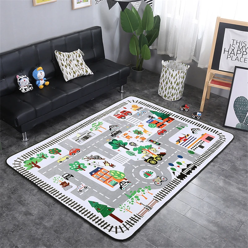 Padrão dos Desenhos Animados do Bebê Esteira de Jogo Sala de Crianças Decoração para Casa Animais Raposa Coelho Veados Criança Rastejando Cobertor Tapete Nórdico 195*145cm 2 Tapetes de jogo