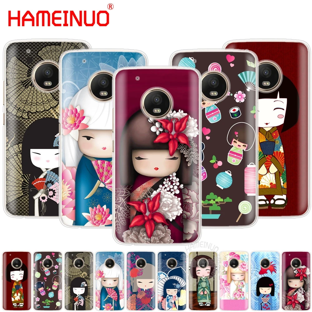 

HAMEINUO kawaii Japanese Kokeshi Doll case cover for For Motorola Moto G6 G5 G5S G4 PLAY PLUS ZUK Z2 pro