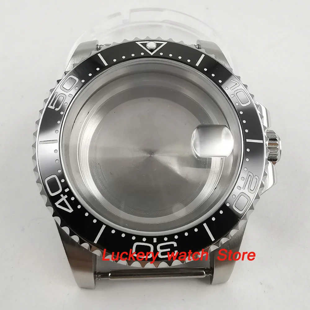 

40mm GMT Sapphire glass black ceramics bezel 316L stainless steel Watch Case fit ETA 2824 2836 movement-BK41