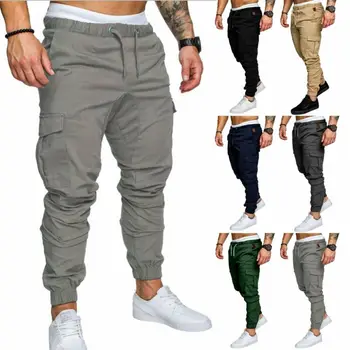 

Urban Straight Fit New Casual Cargo Leg Trousers Men's Slim Pants Pencil Jogger