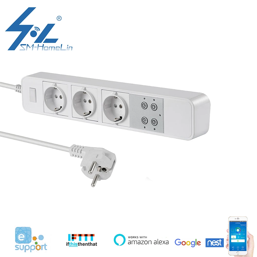 

Smart Power Strip WiFi Power Bar EU Type 5ft Extension Cord Compatible with Alexa,Google Home and IFTTT, Surge Protector
