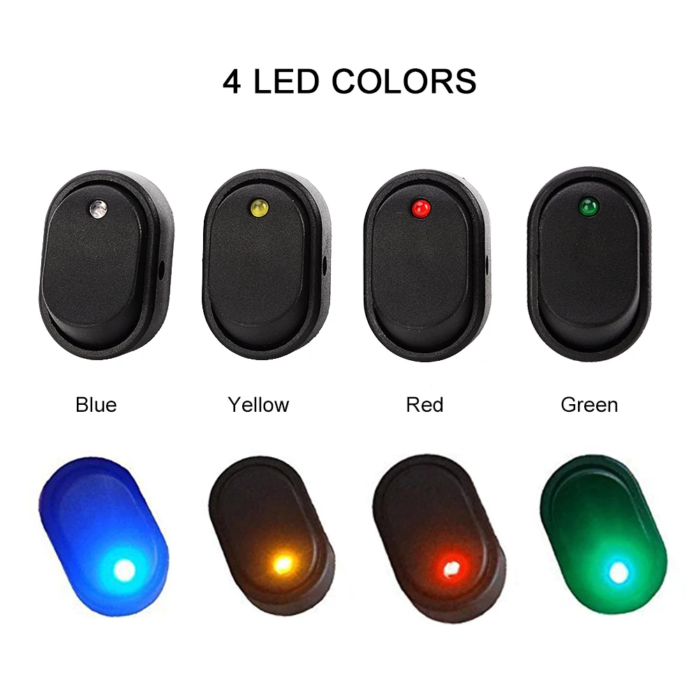

1Pcs LED Dot Light Rocker Switch 12V Car Auto Boat Marine ON/OFF Toggle SPST Switch with Indicator Car Accessories