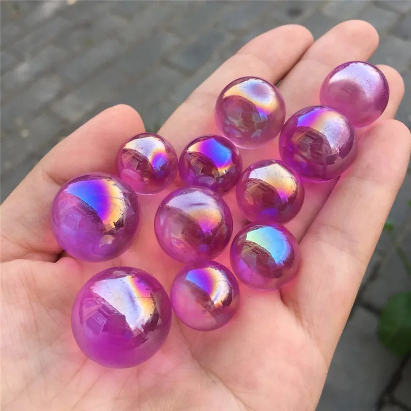 Натуральный кварцевый кристалл Гальваническое Радужное аура шар фэн-шуй для домашнего декора - Цвет: purple