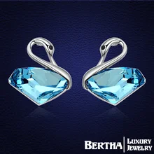 Luxury Brand Jewelry Swan Stud Earrings For Women Made with Swarovski Elements crystals Earing Brincos Bijoux Top Quality