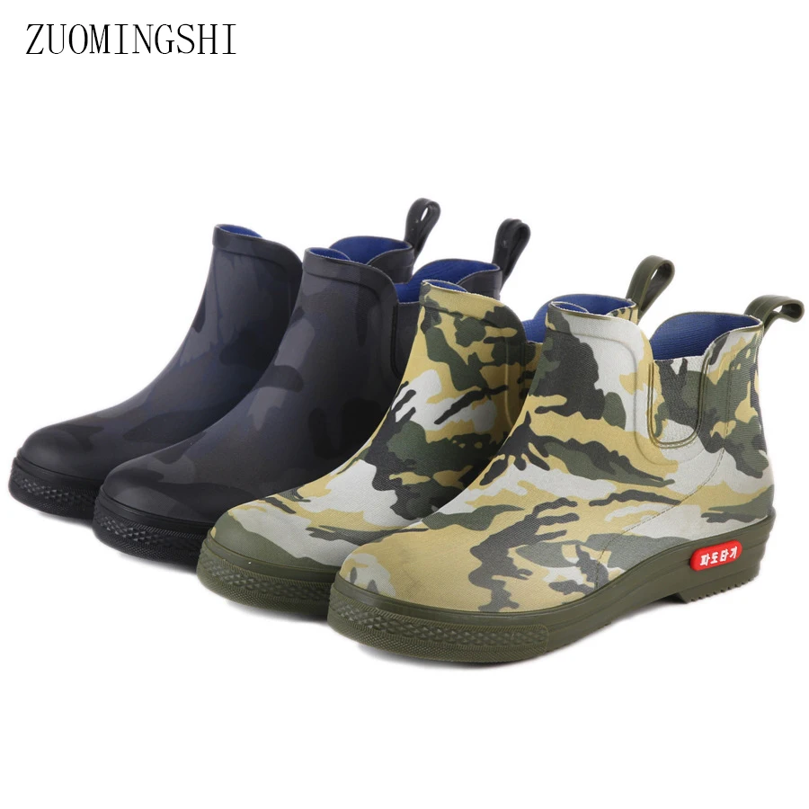 New rain boots men shoes rubber galoshes waterproof boot with low short