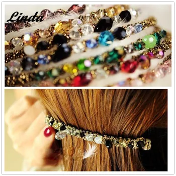 

Elegant Korean Multicolor Crystal Hair Barrettes Flower Shape Barrette Clip with Cubic Rhinestone Thin Rectange Barrette RY005