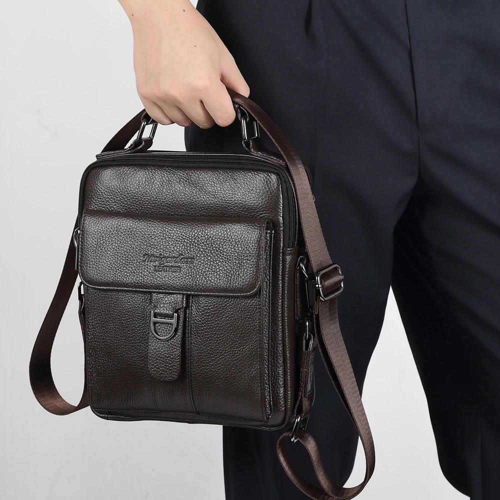 Big Men Handle Messenger Bags For Ipad Business Leather High Grade Handbag Shoulder Bag 3161-Black 