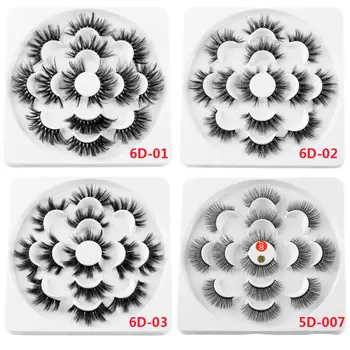 

7 Pairs Mink Hair Natural False Eyelashes 25mm Lashes Wispy Fluffy 18 Styles