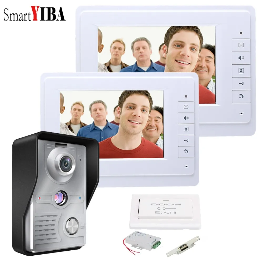 

SmartYIBA 7" Wired Home Video Door Phone Intercom Doorbell IR Night Vision 25 Ringtones Waterproof for Door Lock Entry System