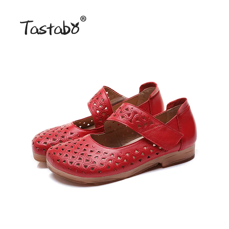 Tastabo/Новинка года; женская обувь на полой подошве; удобная обувь с мягкой подошвой на низком каблуке; повседневные женские мокасины с закрытым носком - Цвет: Red