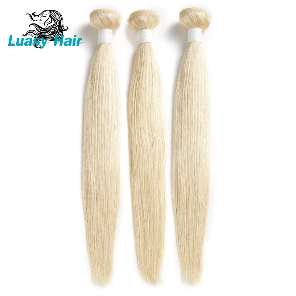 Luasy 613 вплетаемые волосы цвета блонд для наращивания пряди Remy перуанский прямые Пряди человеческих волос для наращивания 1/3/4 пряди от 10 до 30 дюймов