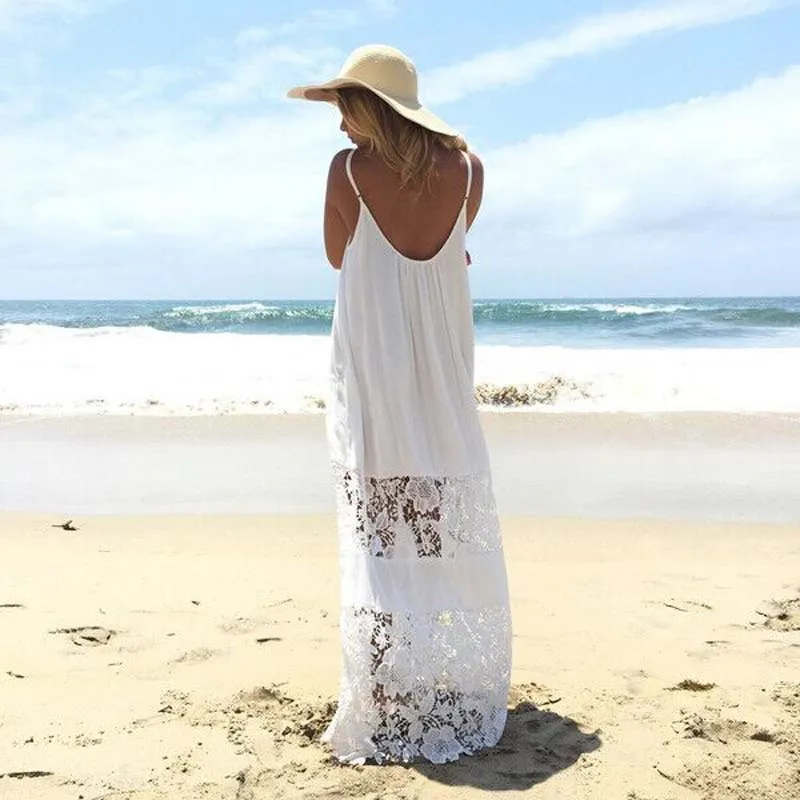 

Swimwear Cover Up 2018 Women Sexy Backless Strap Chiffon Beach Sexy Dress Robe De Plage Bathing Suit Cover Up Female Mujer T0178