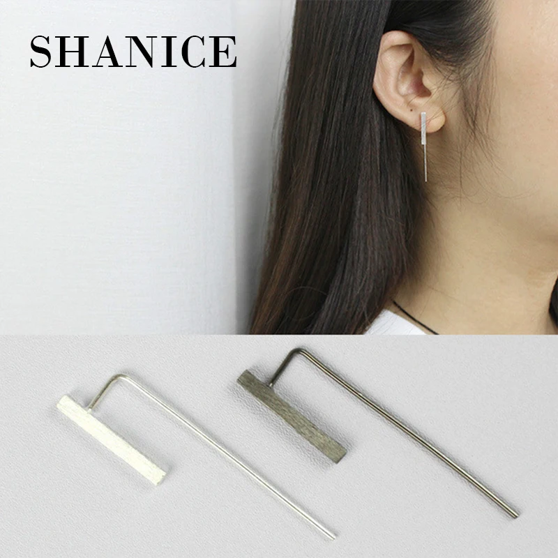 

SHANICE Sterling Silver Jewelry Costume Jewelery Earrings 925 Silver Women Geometric Black/Silver Color Simple Bijoux Femme