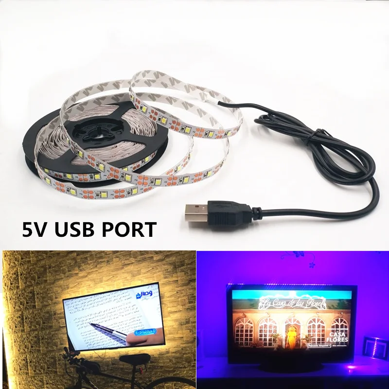 Светодиодная полоса 5 в IP65 USB-кабель водонепроницаесветильник лампа SMD3528 50 см 1 м 2