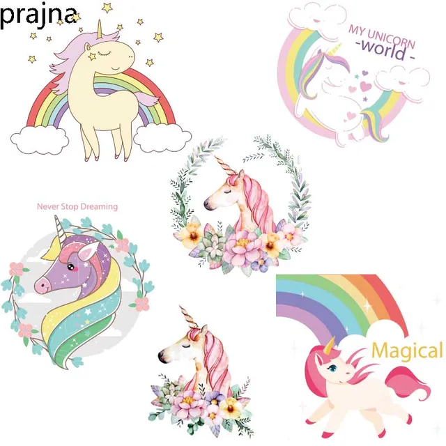 Prajna Unicorn Flower Patches Rainbow Iron on Transfers ...