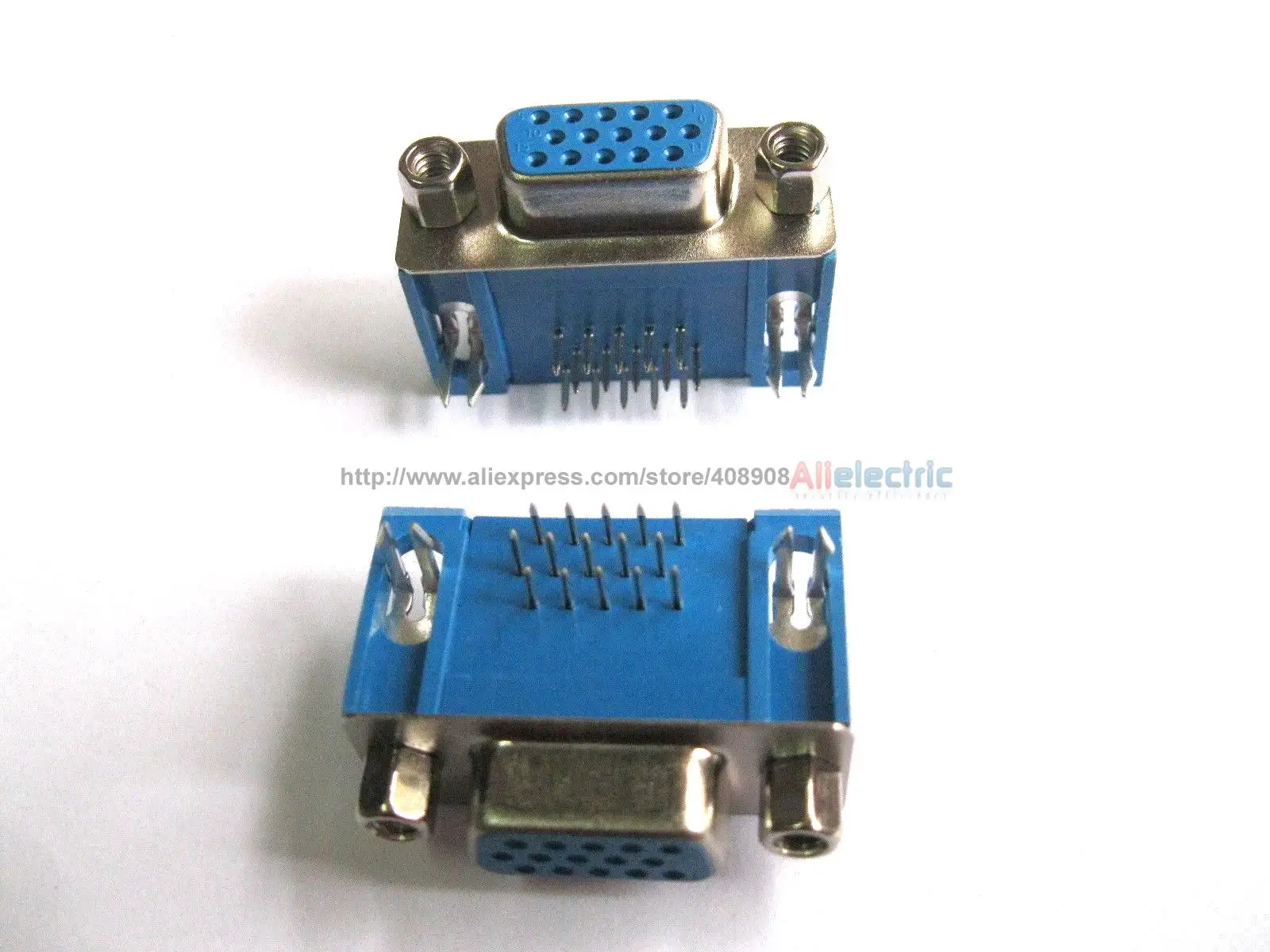 

30 Pcs D Sub 15 Pin Female Connector Right Angle 3 Row Tall Blue