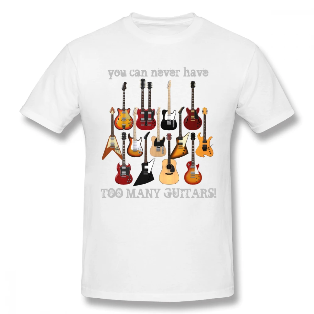 Модная футболка с электрогитарой, Мужская футболка большого размера в музыкальном стиле - Цвет: Белый