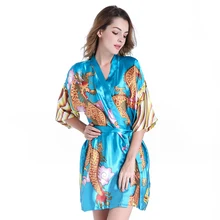 Горячая Летняя распродажа Для женщин халат из вискозы платье в традиционном китайском стиле пижама с драконом ночное белье сексуальное мини-кимоно гейш; один размер G09
