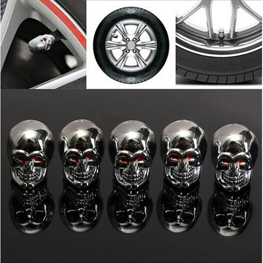 

4pcs Fashion Skull Tyre Air Valve Stem Caps Dust Cover for Bike Car Truck