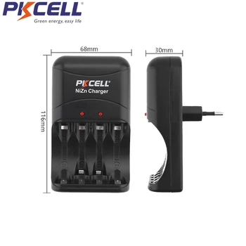 

PKCELL NIZN Battery Charger for 2 or 4 pcs AA or AAA Rechargeable Battteries LED Lights Shows with US EU Plug