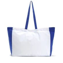 Природная белая и синяя парусиновая рекламная вместительная сумка для продуктов доступна для сумки на заказ