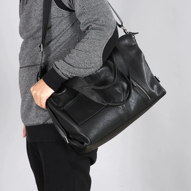 AETOO Portable leather men's bag, handmade business cowhide men's bag, casual men's shoulder crossbody bag