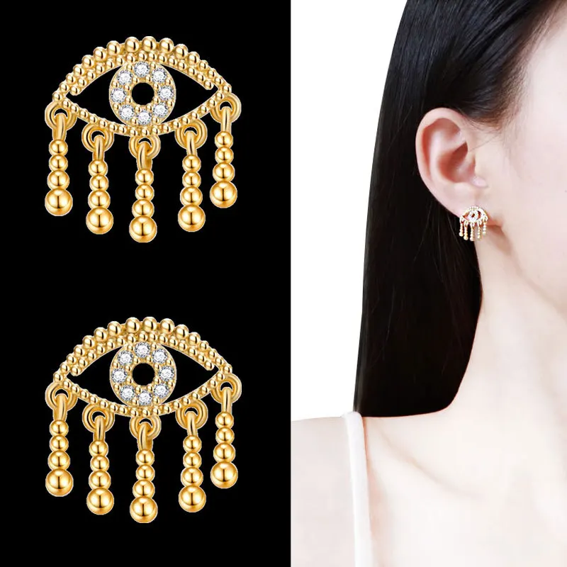 

New eye earring 925 pure silver Tassel earrings jewelry cute earrings christmas gifts for women stud earrings