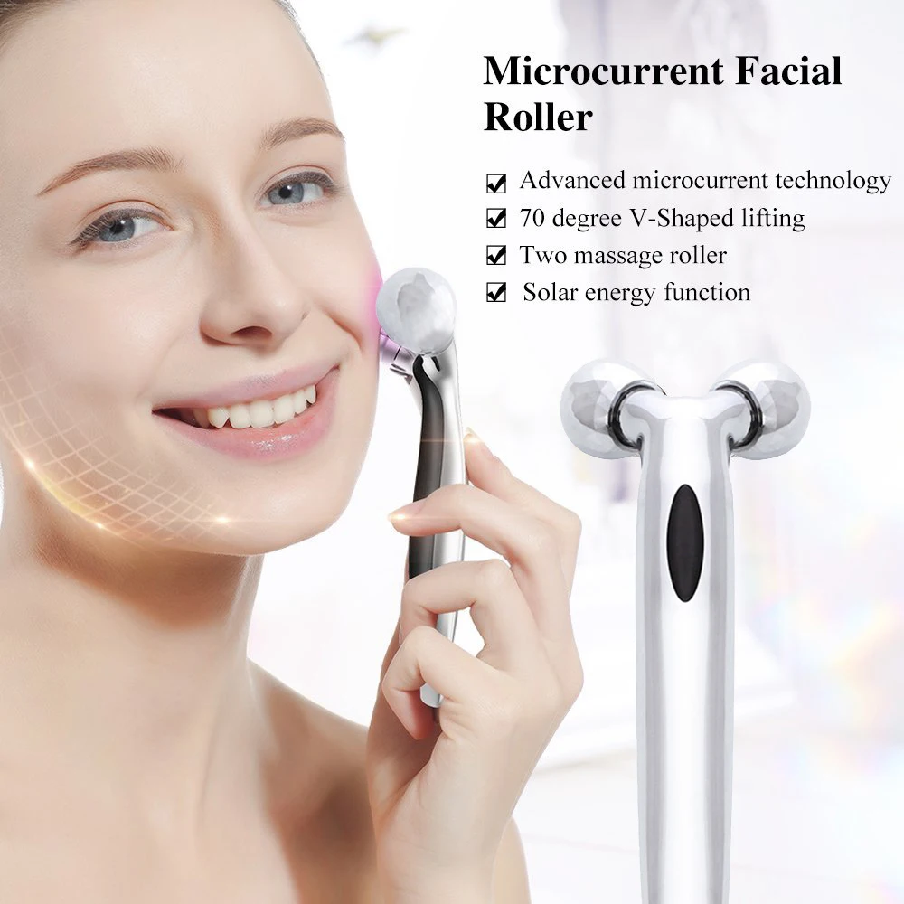 

KONGDY Mini 3D Face-lifting Wheel To Fade Eye Fine Lines Wrinkle Remover Facial Relaxation Tool V Shape Silver Thin Face Roller