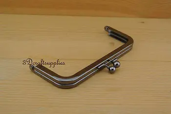 

metal purse frame glue on clasp clip gunmetal 6 inch X 2 1/2 inch L16