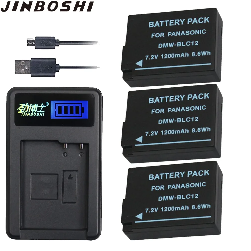 

3pc 1200mAh DMW-BLC12 DMW-BLC12E DMW BLC12 Battery + LCD USB Charger for Panasonic FZ1000, FZ200, FZ300, G5, G6, G7, GH2