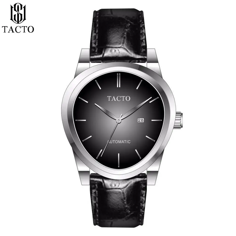 

2019 New TACTO Men Watches Top Brand Luxury Mechanical Automatic Watch Fashion Sport Watch Genuine Leather strap Wristwatch