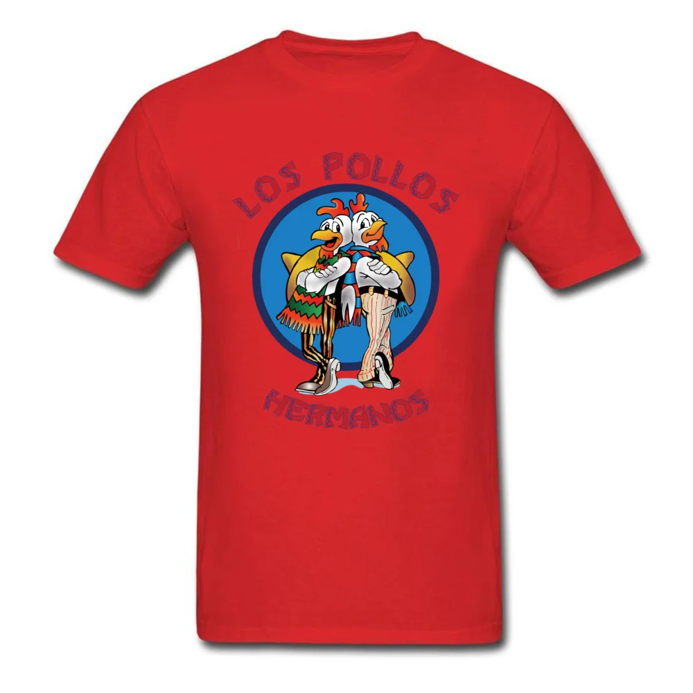 GiftDesign Short Sleeve Tops & Tees VALENTINE DAY Faddish Crewneck Pure Cotton T-Shirt Student Top T-shirts Los Pollos Hermanos  Los Pollos Hermanos red