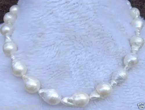 

Miss charm Jew.699 STUNNING 18-20mm AAA SOUTH SEA WHITE BAROQUE PEARL NECKLACE 18" SILVER clasp