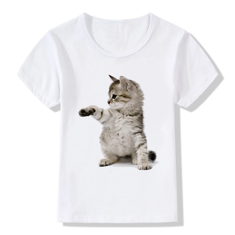 

New Children T-Shirts Summer Tops Funny Animal 3D Cat lifelike Cute Lovely Print Tee Girls/Boys T Shirt Baby Casual Kids Clothes